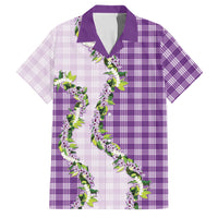 Violet Hawaii Palaka Family Matching Short Sleeve Bodycon Dress and Hawaiian Shirt Maile Pikake Honohono Orchid Lei