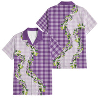Violet Hawaii Palaka Family Matching Short Sleeve Bodycon Dress and Hawaiian Shirt Maile Pikake Honohono Orchid Lei LT05 Dad's Shirt - Short Sleeve Violet - Polynesian Pride