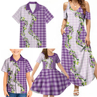 Violet Hawaii Palaka Family Matching Summer Maxi Dress and Hawaiian Shirt Maile Pikake Honohono Orchid Lei LT05 - Polynesian Pride