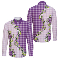 Violet Hawaii Palaka Family Matching Summer Maxi Dress and Hawaiian Shirt Maile Pikake Honohono Orchid Lei LT05 Dad's Shirt - Long Sleeve Violet - Polynesian Pride