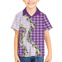 Violet Hawaii Palaka Hawaiian Shirt Maile Pikake Honohono Orchid Lei