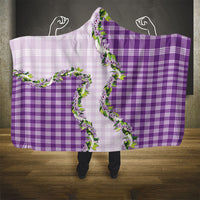 Violet Hawaii Palaka Hooded Blanket Maile Pikake Honohono Orchid Lei