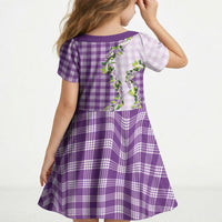 Violet Hawaii Palaka Kid Short Sleeve Dress Maile Pikake Honohono Orchid Lei LT05 - Polynesian Pride