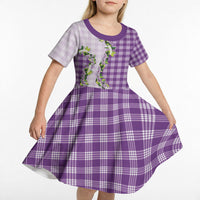 Violet Hawaii Palaka Kid Short Sleeve Dress Maile Pikake Honohono Orchid Lei LT05 - Polynesian Pride