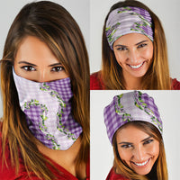Violet Hawaii Palaka Neck Gaiter Maile Pikake Honohono Orchid Lei