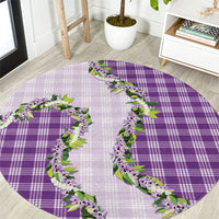 Violet Hawaii Palaka Round Carpet Maile Pikake Honohono Orchid Lei