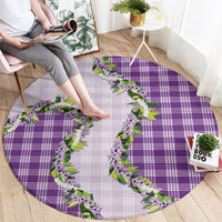 Violet Hawaii Palaka Round Carpet Maile Pikake Honohono Orchid Lei