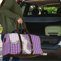 Violet Hawaii Palaka Travel Bag Maile Pikake Honohono Orchid Lei