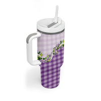 Violet Hawaii Palaka Tumbler With Handle Maile Pikake Honohono Orchid Lei
