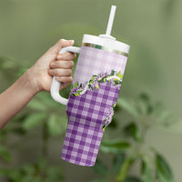 Violet Hawaii Palaka Tumbler With Handle Maile Pikake Honohono Orchid Lei