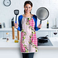 Pink Hawaii Palaka Apron Maile Pikake Honohono Orchid Lei