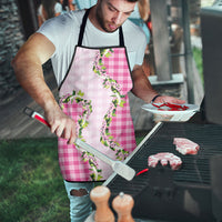 Pink Hawaii Palaka Apron Maile Pikake Honohono Orchid Lei