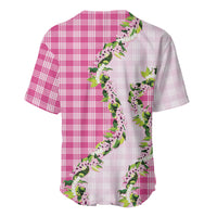 Pink Hawaii Palaka Baseball Jersey Maile Pikake Honohono Orchid Lei