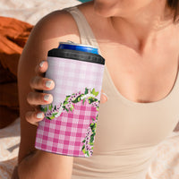 Pink Hawaii Palaka 4 in 1 Can Cooler Tumbler Maile Pikake Honohono Orchid Lei