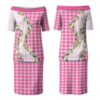 Pink Hawaii Palaka Family Matching Puletasi and Hawaiian Shirt Maile Pikake Honohono Orchid Lei LT05 Mom's Dress Pink - Polynesian Pride