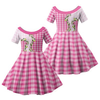 Pink Hawaii Palaka Family Matching Summer Maxi Dress and Hawaiian Shirt Maile Pikake Honohono Orchid Lei LT05 Daughter's Dress Pink - Polynesian Pride