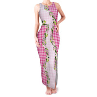 Pink Hawaii Palaka Family Matching Tank Maxi Dress and Hawaiian Shirt Maile Pikake Honohono Orchid Lei