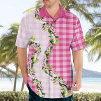 Pink Hawaii Palaka Hawaiian Shirt Maile Pikake Honohono Orchid Lei