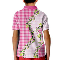 Pink Hawaii Palaka Kid Polo Shirt Maile Pikake Honohono Orchid Lei