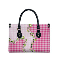 Pink Hawaii Palaka Leather Bag Maile Pikake Honohono Orchid Lei