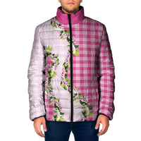 Pink Hawaii Palaka Padded Jacket Maile Pikake Honohono Orchid Lei