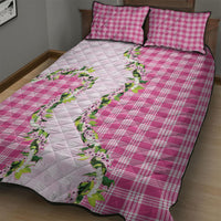 Pink Hawaii Palaka Quilt Bed Set Maile Pikake Honohono Orchid Lei