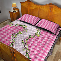 Pink Hawaii Palaka Quilt Bed Set Maile Pikake Honohono Orchid Lei