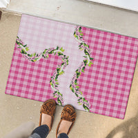 Pink Hawaii Palaka Rubber Doormat Maile Pikake Honohono Orchid Lei