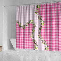 Pink Hawaii Palaka Shower Curtain Maile Pikake Honohono Orchid Lei