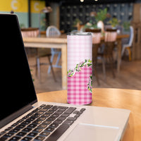 Pink Hawaii Palaka Skinny Tumbler Maile Pikake Honohono Orchid Lei