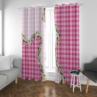 Pink Hawaii Palaka Window Curtain Maile Pikake Honohono Orchid Lei