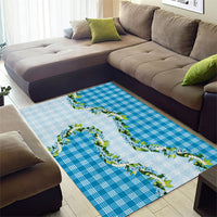 Blue Hawaii Palaka Area Rug Maile Pikake Honohono Orchid Lei