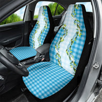Blue Hawaii Palaka Car Seat Cover Maile Pikake Honohono Orchid Lei