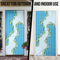 Blue Hawaii Palaka Door Cover Maile Pikake Honohono Orchid Lei