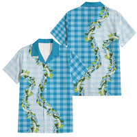 Blue Hawaii Palaka Family Matching Long Sleeve Bodycon Dress and Hawaiian Shirt Maile Pikake Honohono Orchid Lei LT05 Dad's Shirt - Short Sleeve Blue - Polynesian Pride
