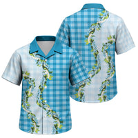 Blue Hawaii Palaka Family Matching Mermaid Dress and Hawaiian Shirt Maile Pikake Honohono Orchid Lei LT05 Son's Shirt Blue - Polynesian Pride