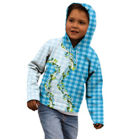 Blue Hawaii Palaka Kid Hoodie Maile Pikake Honohono Orchid Lei