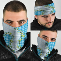 Blue Hawaii Palaka Neck Gaiter Maile Pikake Honohono Orchid Lei