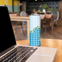 Blue Hawaii Palaka Skinny Tumbler Maile Pikake Honohono Orchid Lei