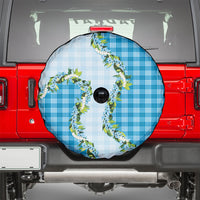 Blue Hawaii Palaka Spare Tire Cover Maile Pikake Honohono Orchid Lei