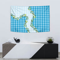 Blue Hawaii Palaka Tapestry Maile Pikake Honohono Orchid Lei