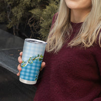 Blue Hawaii Palaka Tumbler Cup Maile Pikake Honohono Orchid Lei