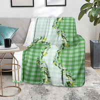 Green Hawaii Palaka Blanket Maile Pikake Honohono Orchid Lei