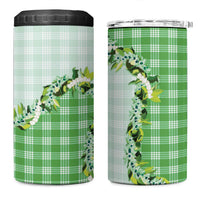 Green Hawaii Palaka 4 in 1 Can Cooler Tumbler Maile Pikake Honohono Orchid Lei