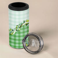 Green Hawaii Palaka 4 in 1 Can Cooler Tumbler Maile Pikake Honohono Orchid Lei