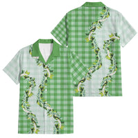Green Hawaii Palaka Family Matching Mermaid Dress and Hawaiian Shirt Maile Pikake Honohono Orchid Lei LT05 Dad's Shirt - Short Sleeve Green - Polynesian Pride