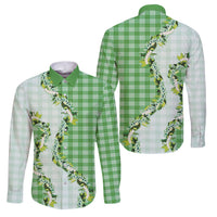 Green Hawaii Palaka Family Matching Tank Maxi Dress and Hawaiian Shirt Maile Pikake Honohono Orchid Lei LT05 Dad's Shirt - Long Sleeve Green - Polynesian Pride