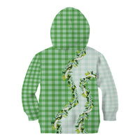 Green Hawaii Palaka Kid Hoodie Maile Pikake Honohono Orchid Lei