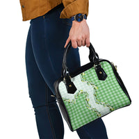 Green Hawaii Palaka Shoulder Handbag Maile Pikake Honohono Orchid Lei