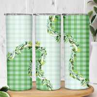 Green Hawaii Palaka Skinny Tumbler Maile Pikake Honohono Orchid Lei